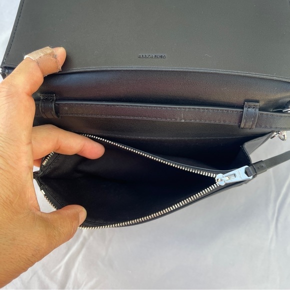 AllSaints Black White Snakeskin Animal Print Leather Crossbody Wallet on Chain - Picture 9 of 17